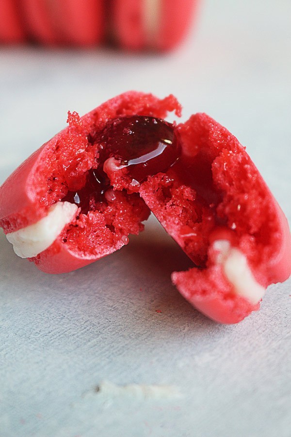 Cherry Cheesecake Macarons