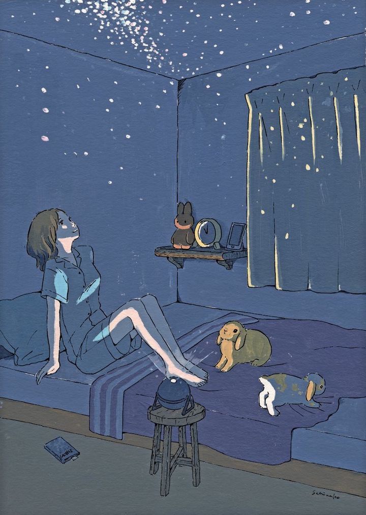 girl & bunnies