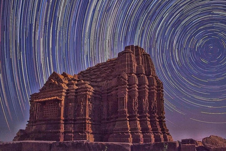 Star Trails with Ancient Sun #Temple