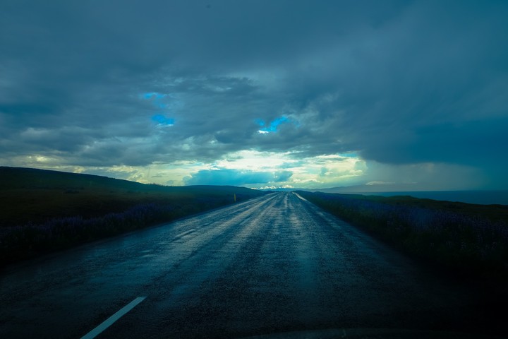 Cloudy sky road