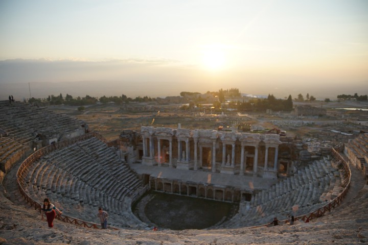 Aphesus's amphitheater in a sunset glow