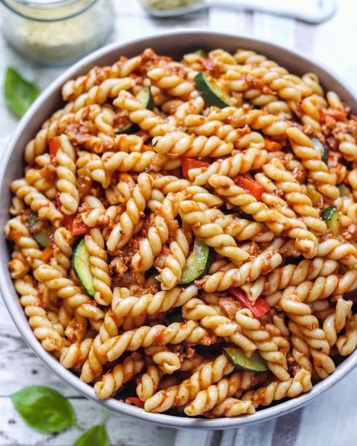 pasta and vegetable bolognese