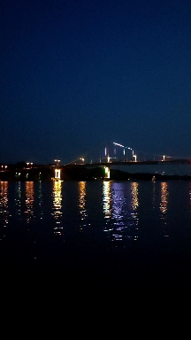 Kyiv. Dnieper river in night.