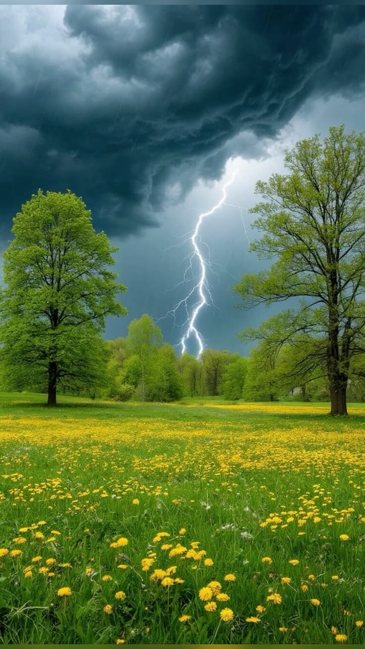 خلفيات thunderstorm, meadow