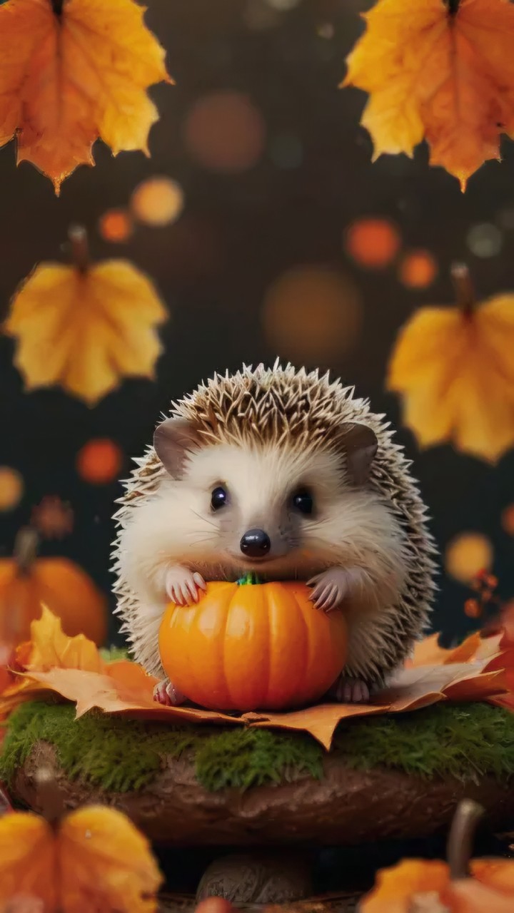 HEDGEHOG WITH PUMPKIN