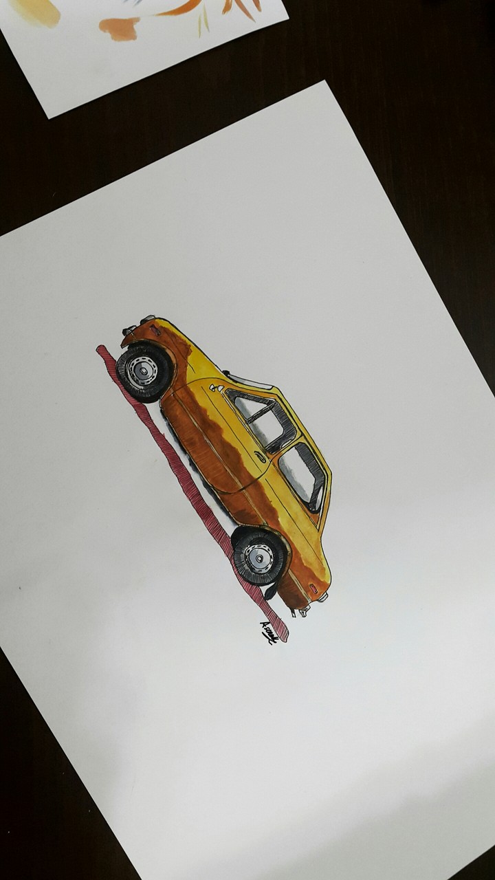 watercolor Classic car