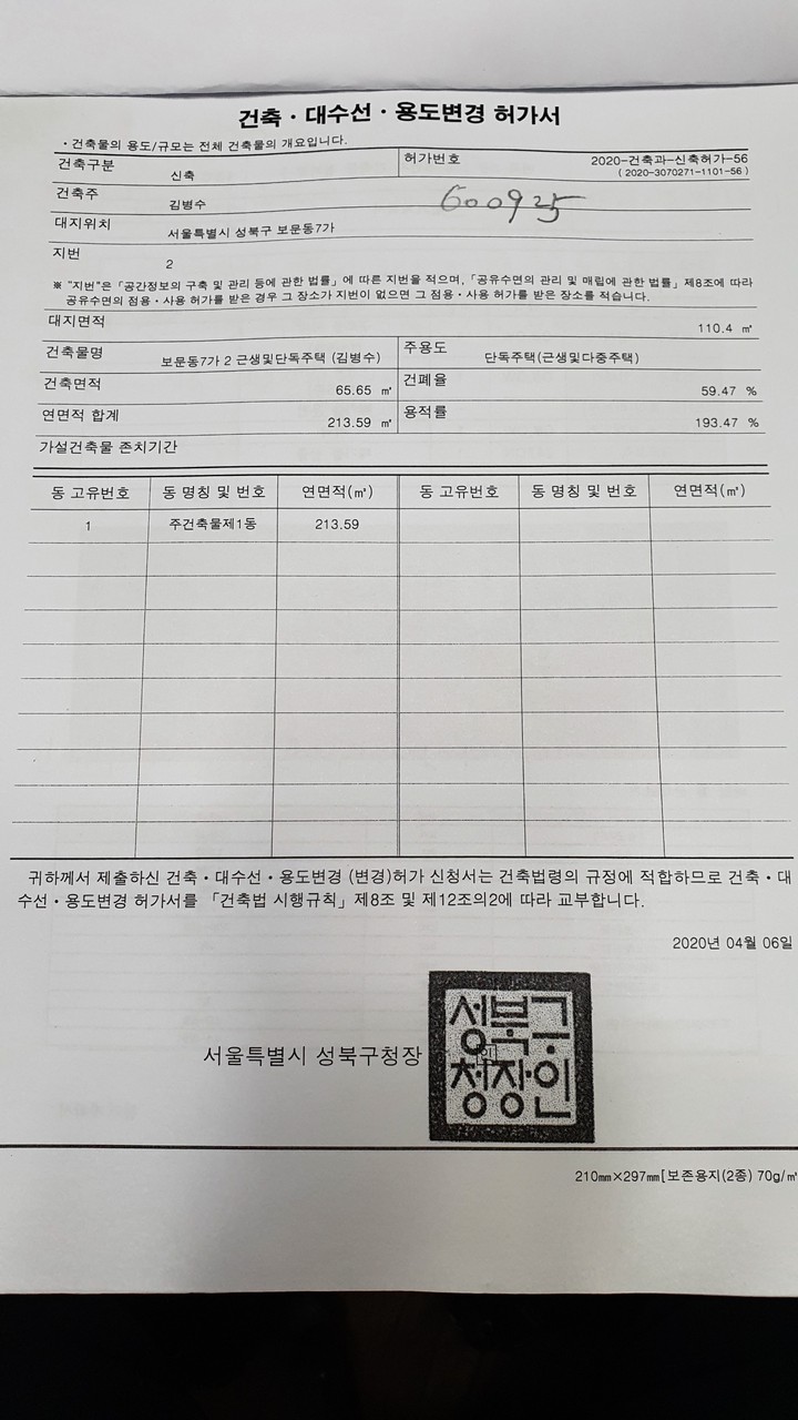 보문동허가서