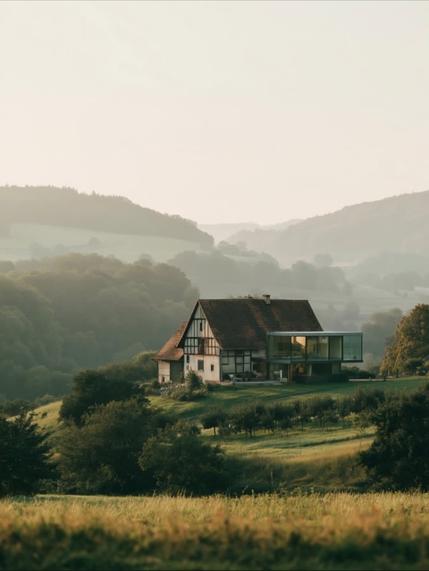 Village, meadow Hintergrundbilder