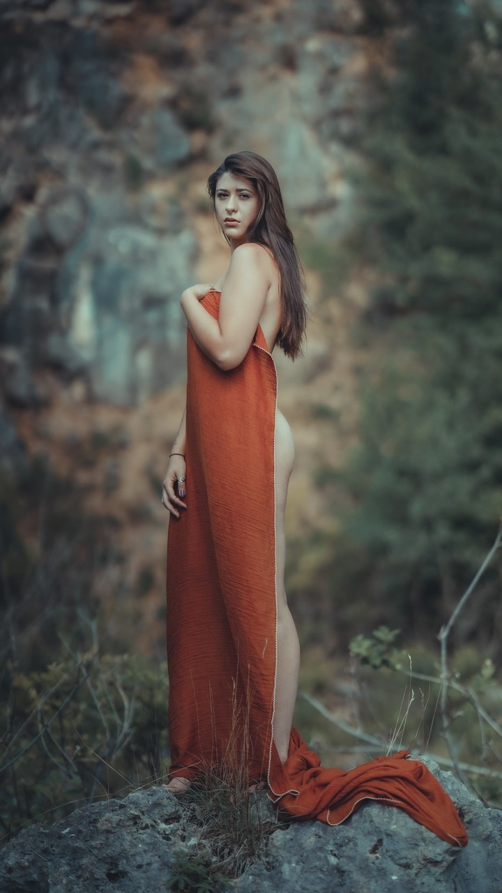 lady in forest
