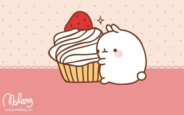 cute rabbit with strawberry cupcake
