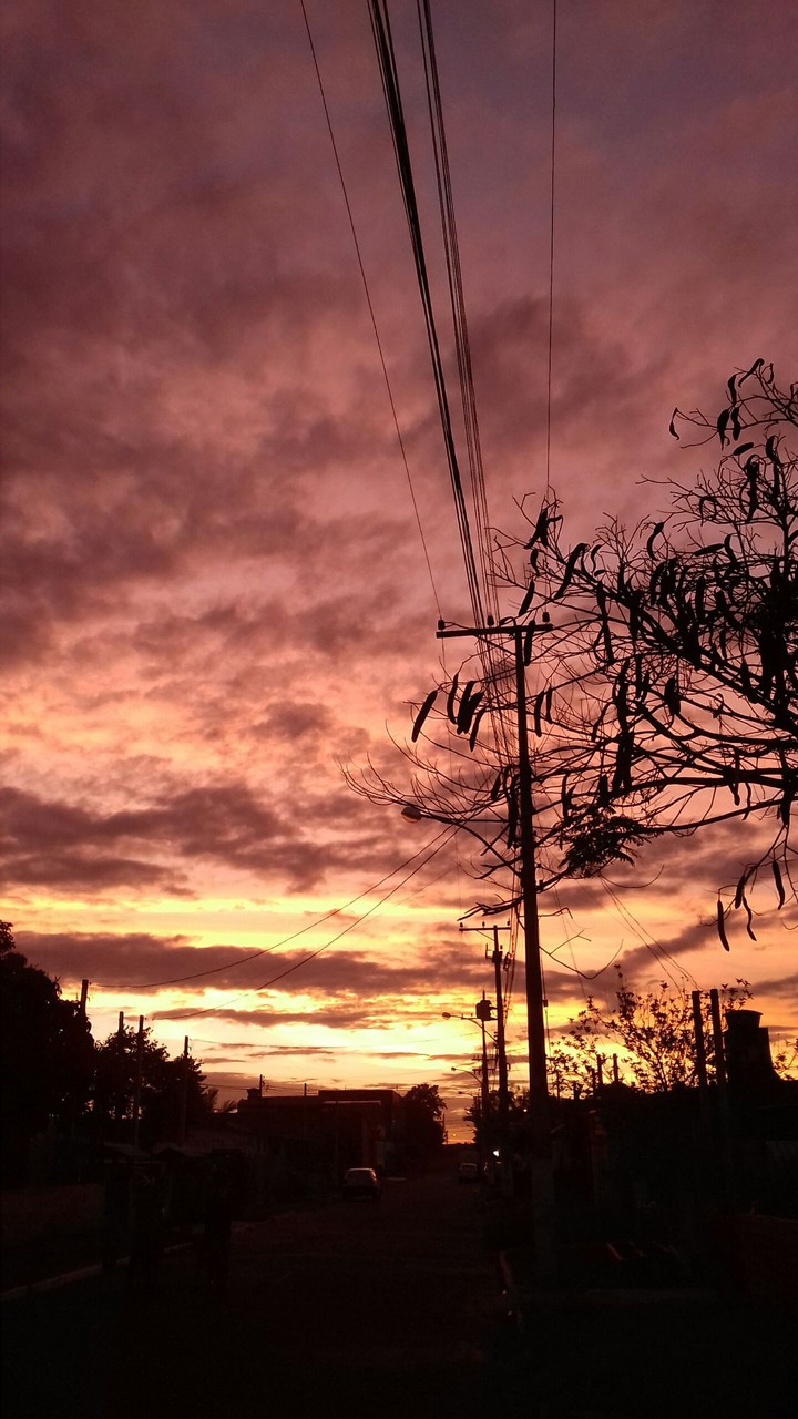 sunset in a city
