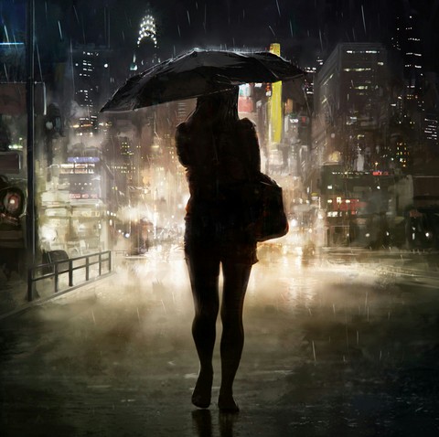 Walk under rain