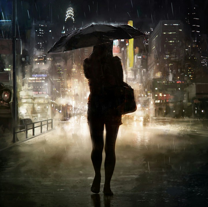 Walk under rain