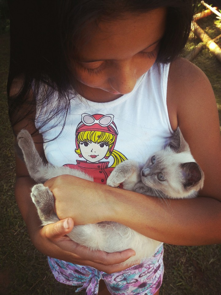 cat and girl