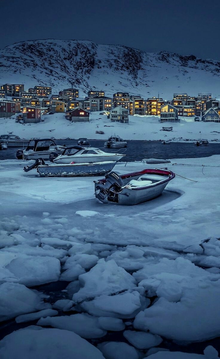 Winter night in Nuuk, Greenland