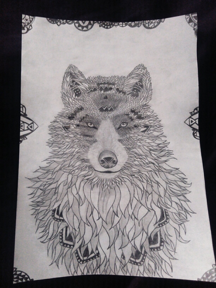 wolf zentangle