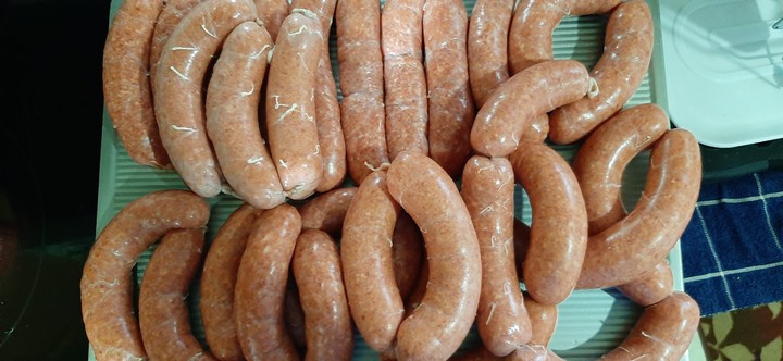Homemade bratwurst. Chipotle and bourbon