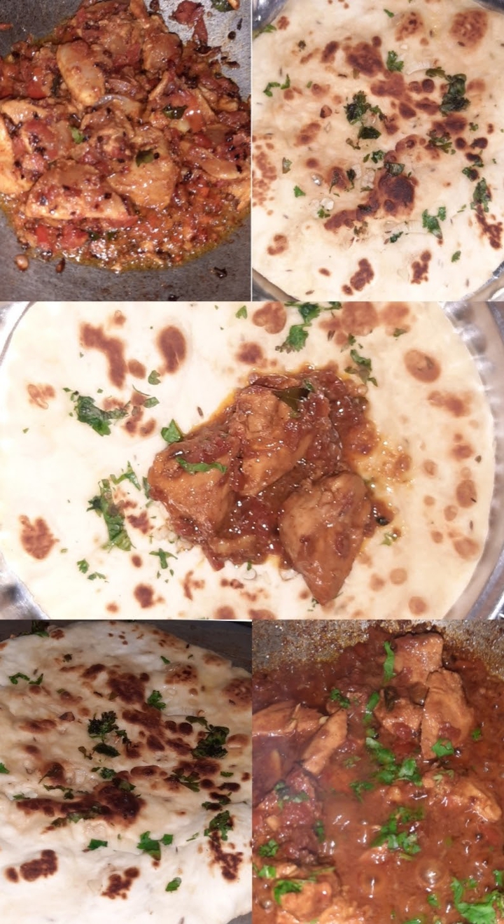 Garlic butter naan and chicken curry