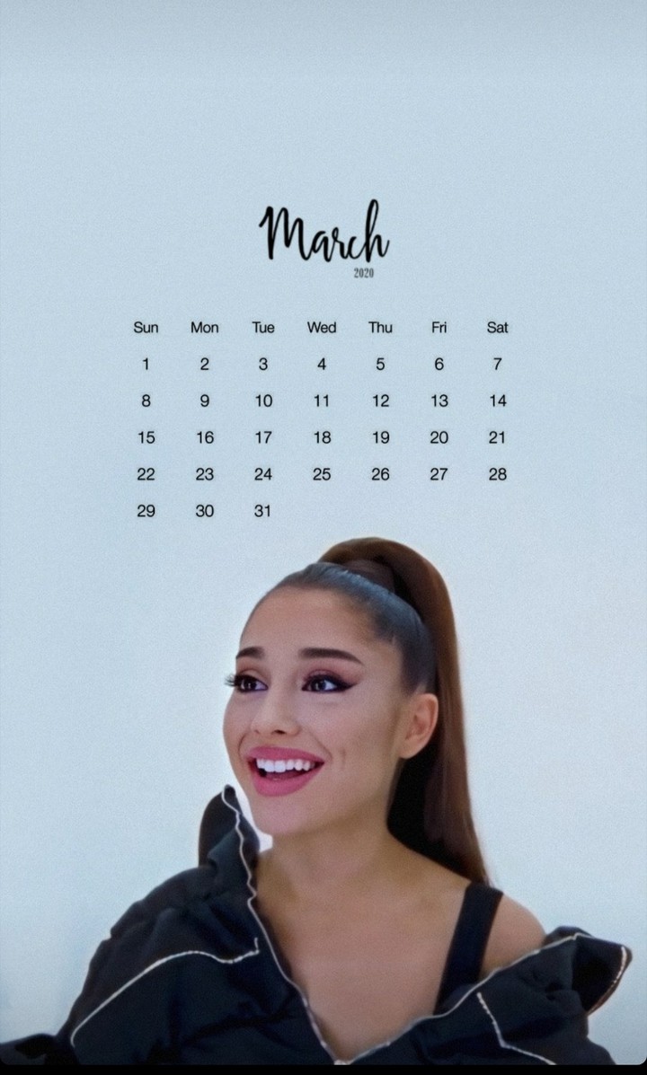Ariana Grande calendar walpaper ☁️in my head