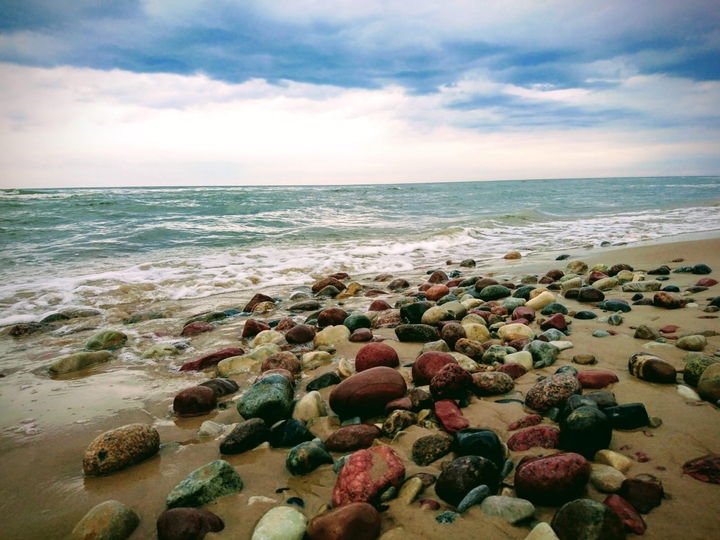 Beach and rocks.