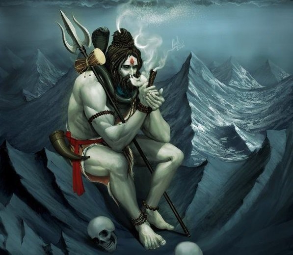 Lord Shiva. Smoke pipe.