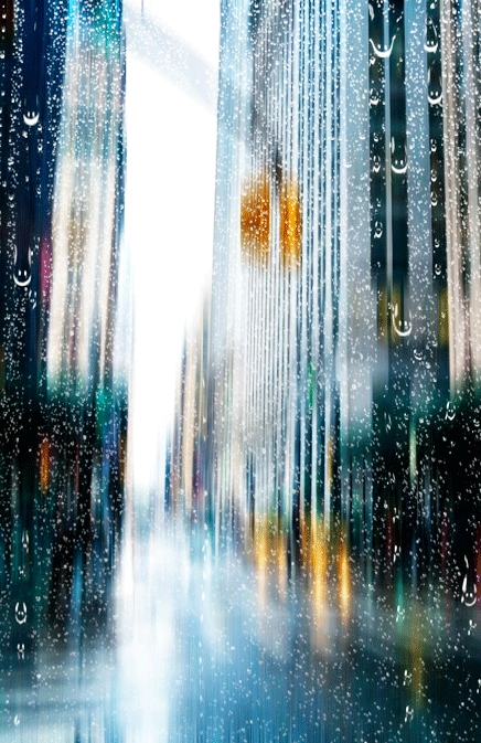 Rain behind glass