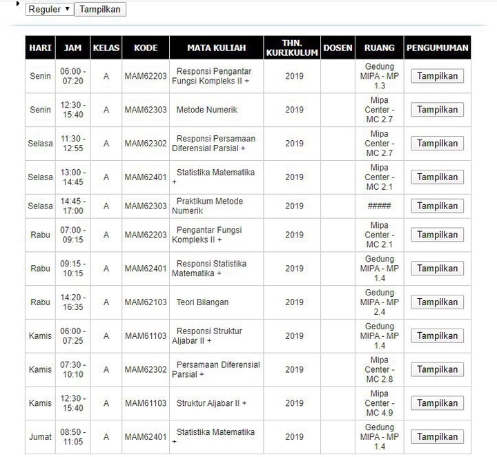 JADWAL GENAP 2020