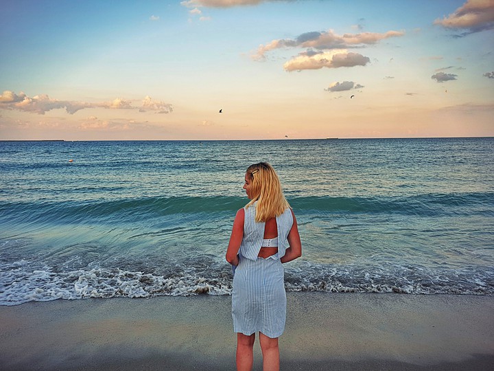 In front of the sea