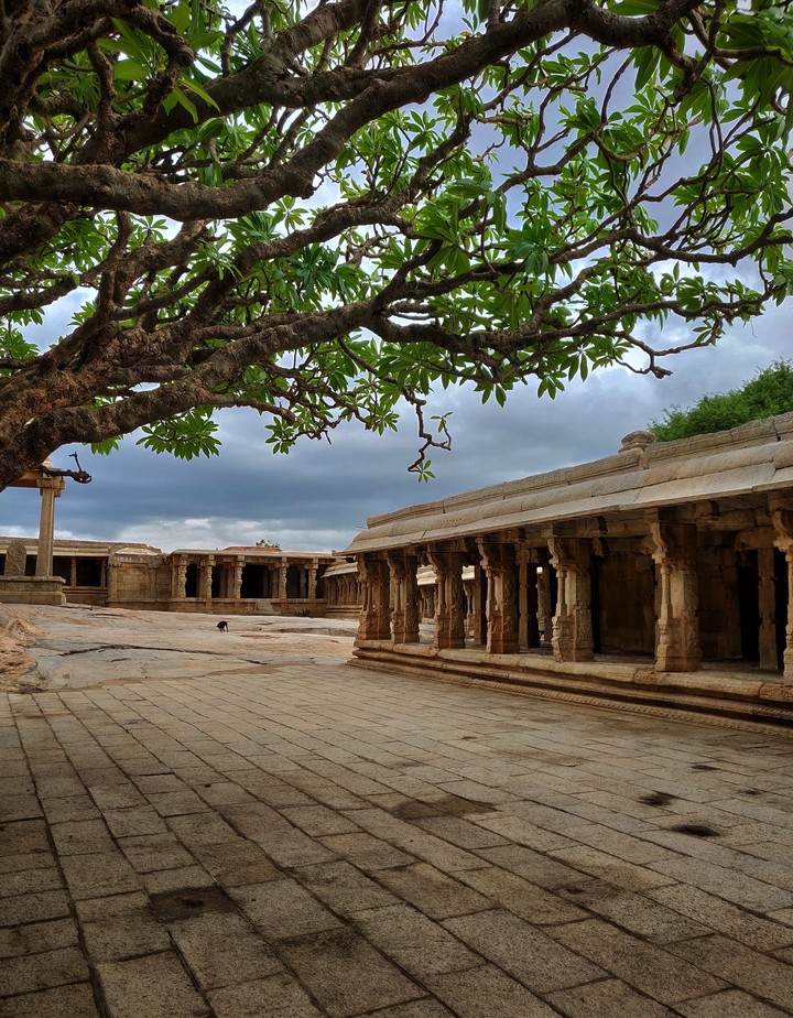 Deserted corridors of an old Indian temple