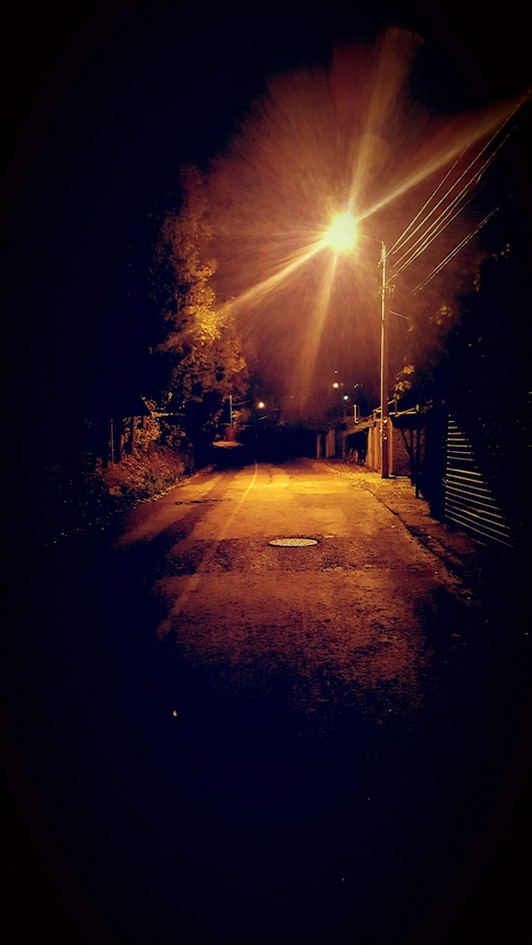 night on the street with lantern