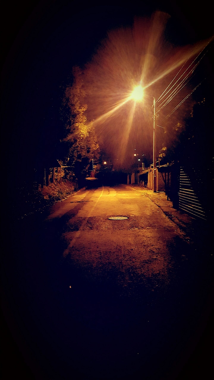 night on the street with lantern