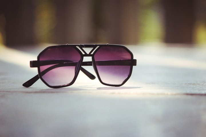 sun on glasses