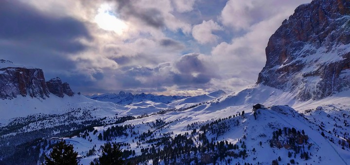 Cloudy mountains in winter
