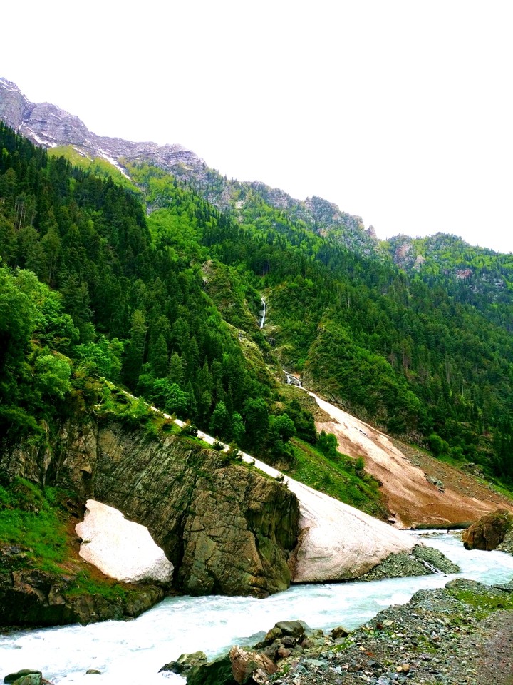 Chandanwari, Pahalgam (with waterfall at centre)
