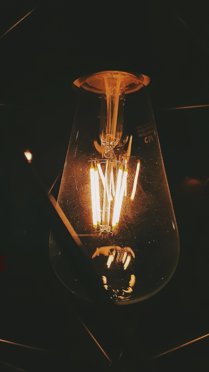 Filament bult at a cafe.