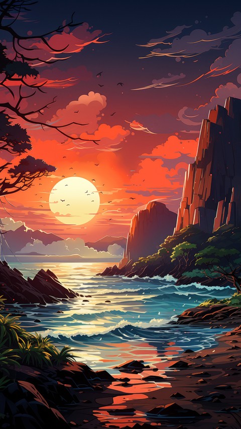 Orange, ocean wallpapers