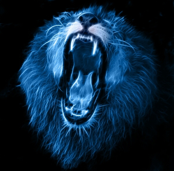 blue electric Lion