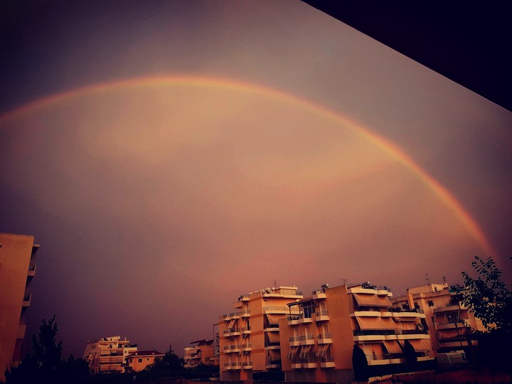 Rainbow over the town