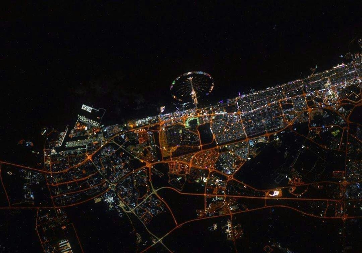 Dubi at night from sky.