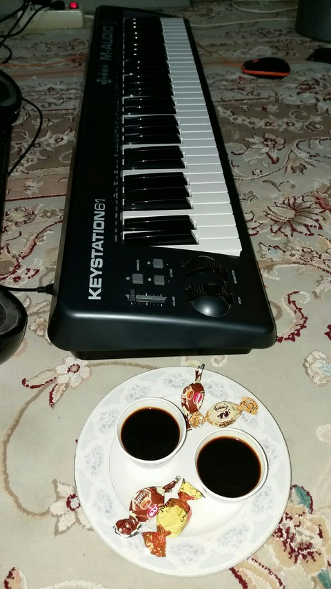 coffee & synthesizer in afternoon
