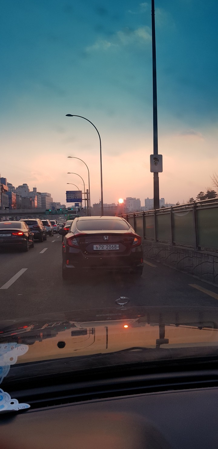Sunset on the road
