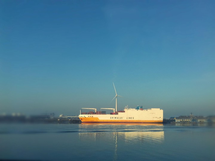 Cargo ship in Thames