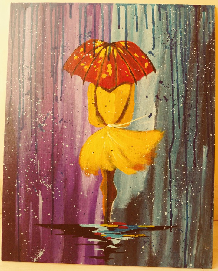 A city girl walking in rain