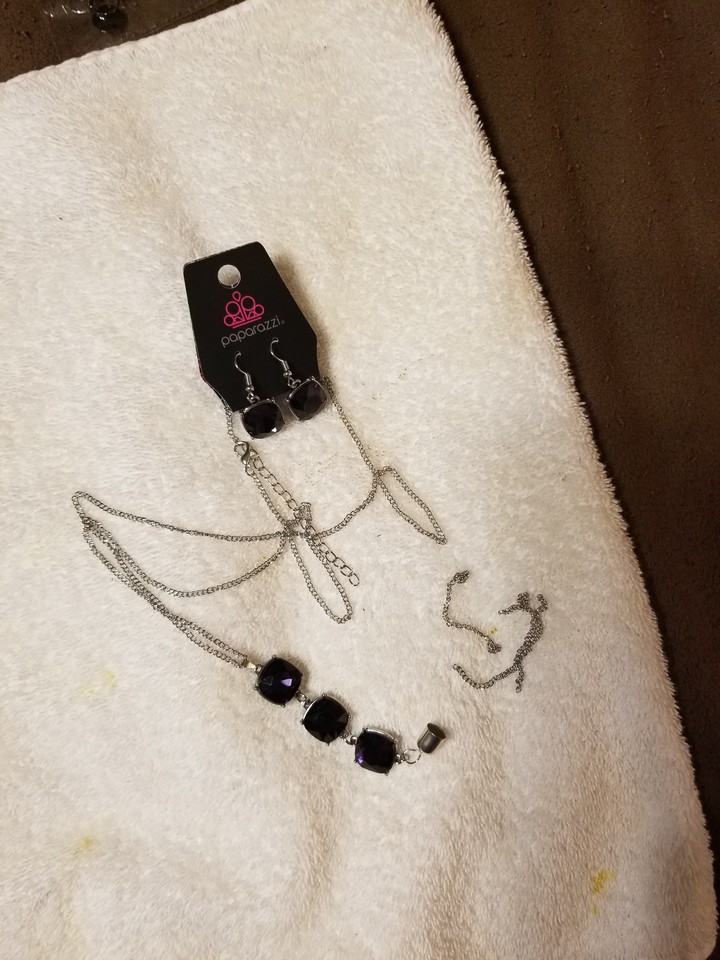 broken purple long necklace