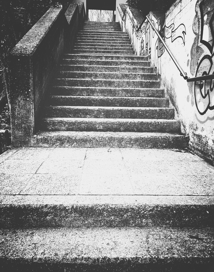 black and white stairs