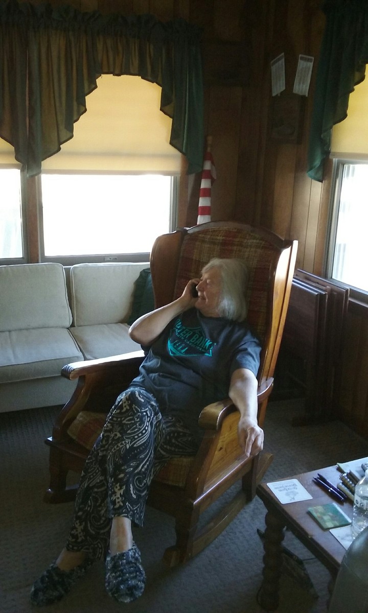 Sharon relaxing while we're on the OBX. ???