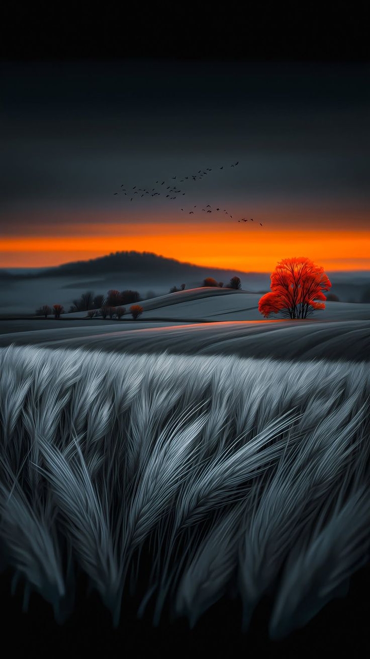 Red, Barn, Evening