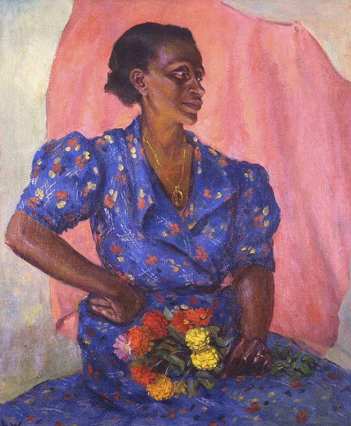Laura Wheeler Waring Donna con mazzo di fiori