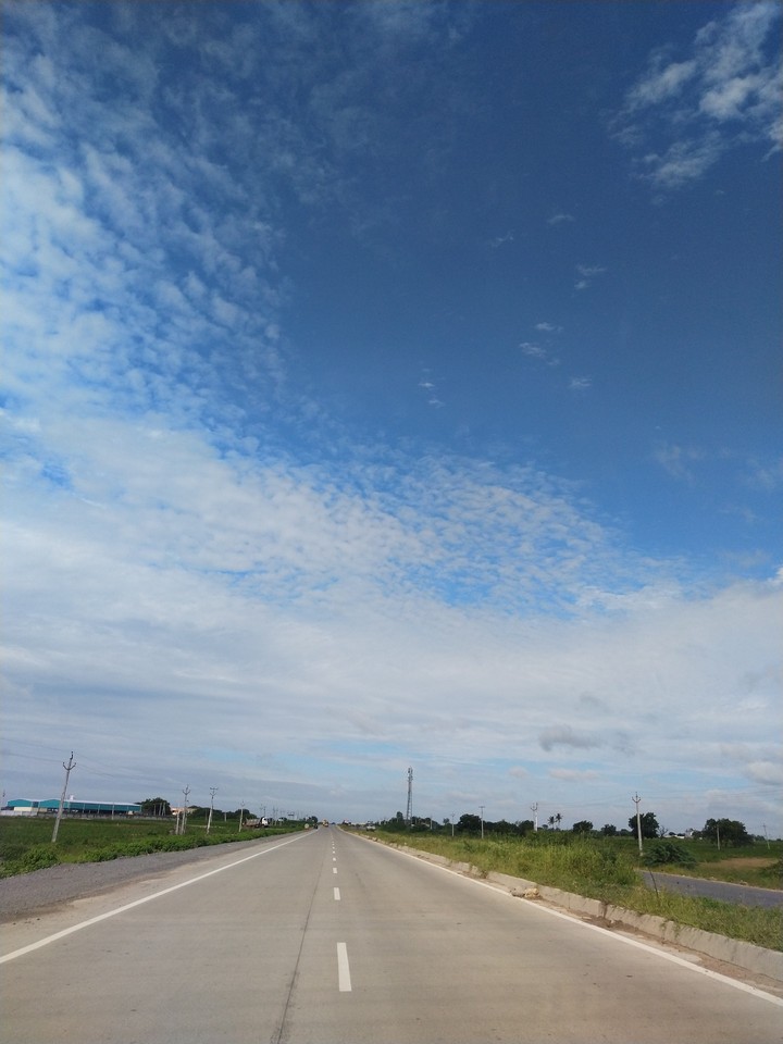 A road to white and blue.
