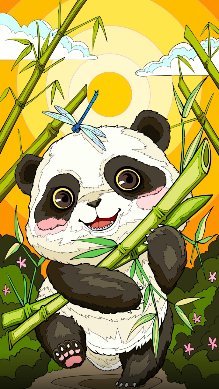 Panda with bamboo shoots..